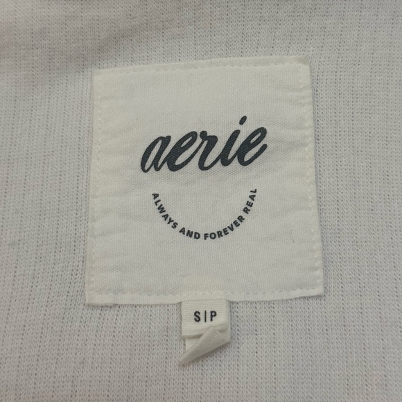 Aerie open collared white ribbed crop t-shirt women’s size small - Picture 5 of 8